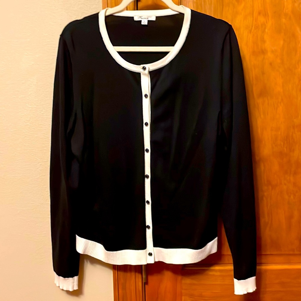 Color block Black and white Cardigan